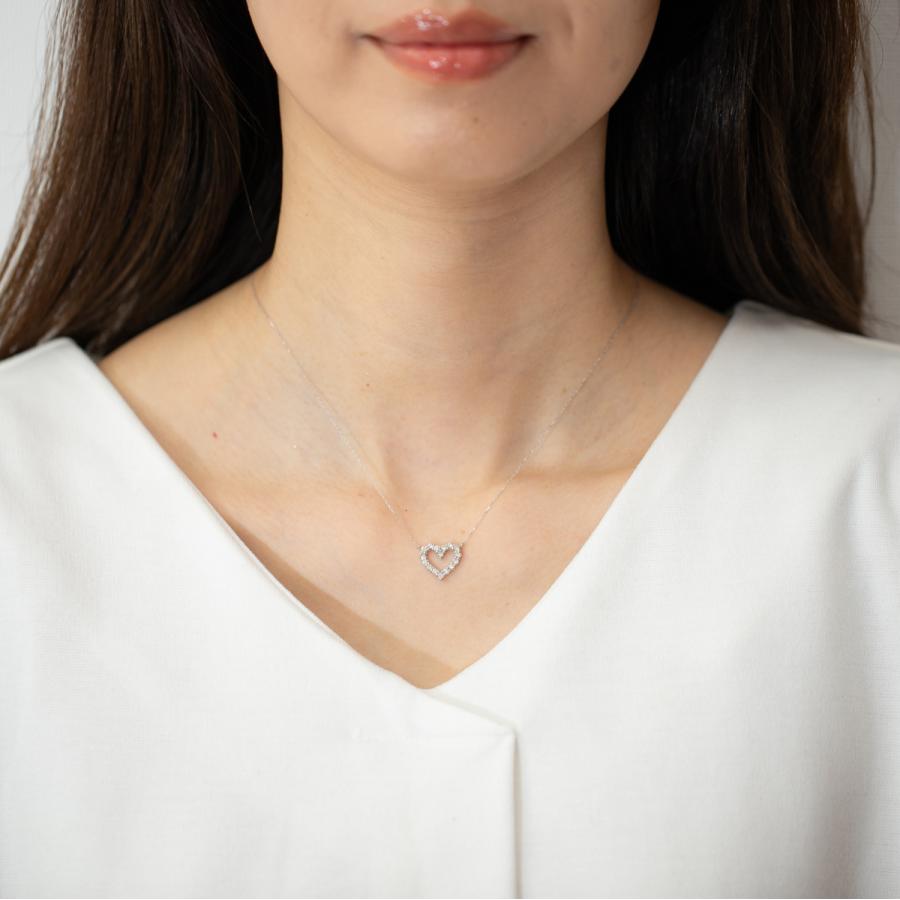 ネックレス ハート K18WG ダイヤモンド 0.5ct ホワイトゴールド 人気