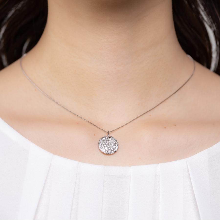ネックレス レディース ダイヤ 1.03ct プラチナ PT950 パヴェ サークル 