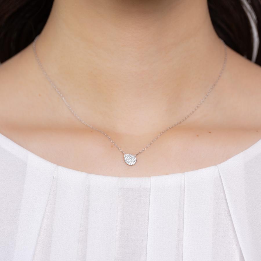 ネックレス レディース ダイヤ 0.16ct プラチナ PT950 ティアドロップ 雫 可愛い 20代 30代 40代 50代 ギフト プレゼント パヴェの画像