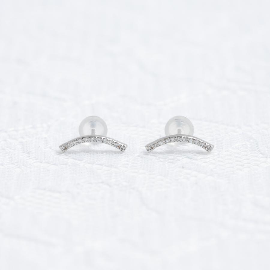 ピアス ダイヤモンド 0.12ct PT950 プラチナ ライン スマイル 