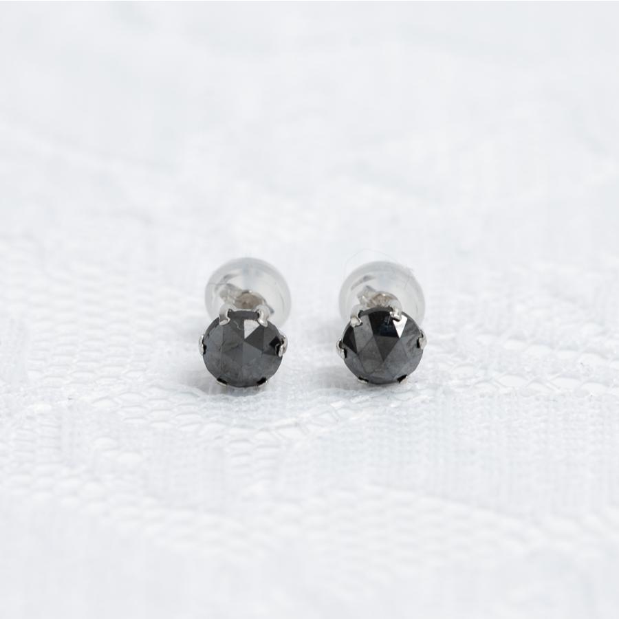 ブラックダイヤモンド 1ct ピアス Pt900 1カラット プラチナ 一粒 人気