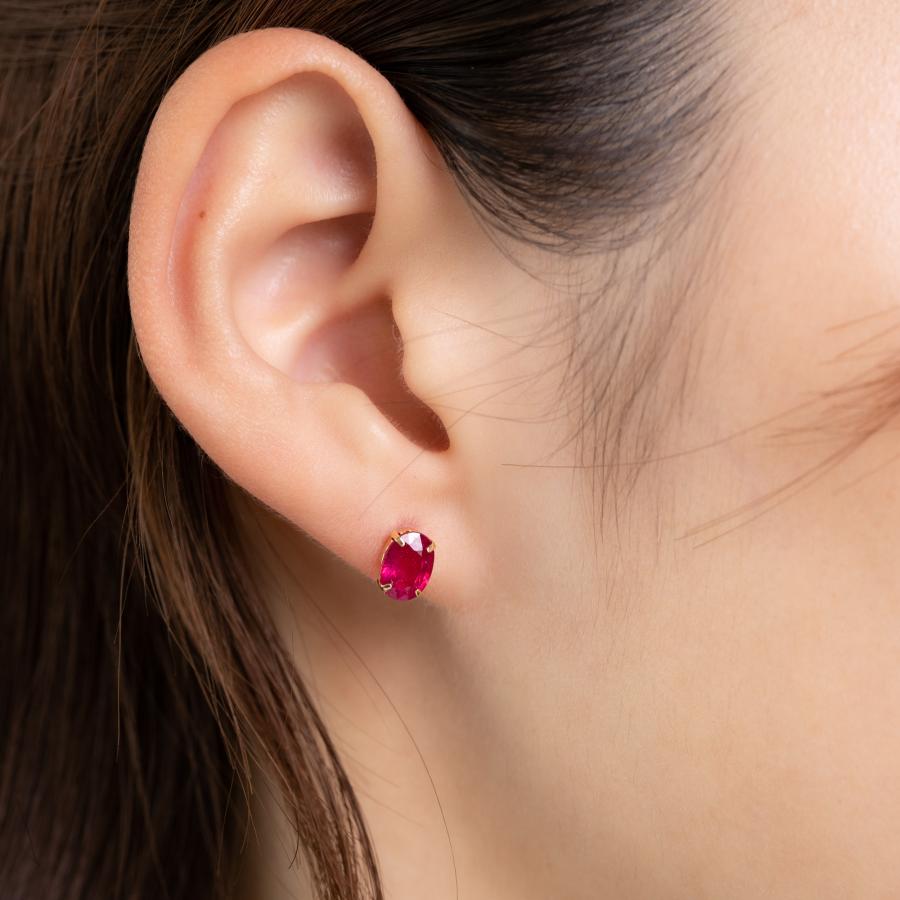 ピアス 18金 ルビー 2.4ct K18YG ゴールド 一粒 人気 レディース