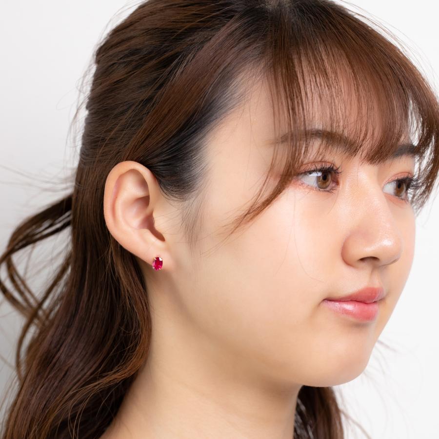 ピアス 18金 ルビー 2.4ct K18YG ゴールド 一粒 人気 レディース