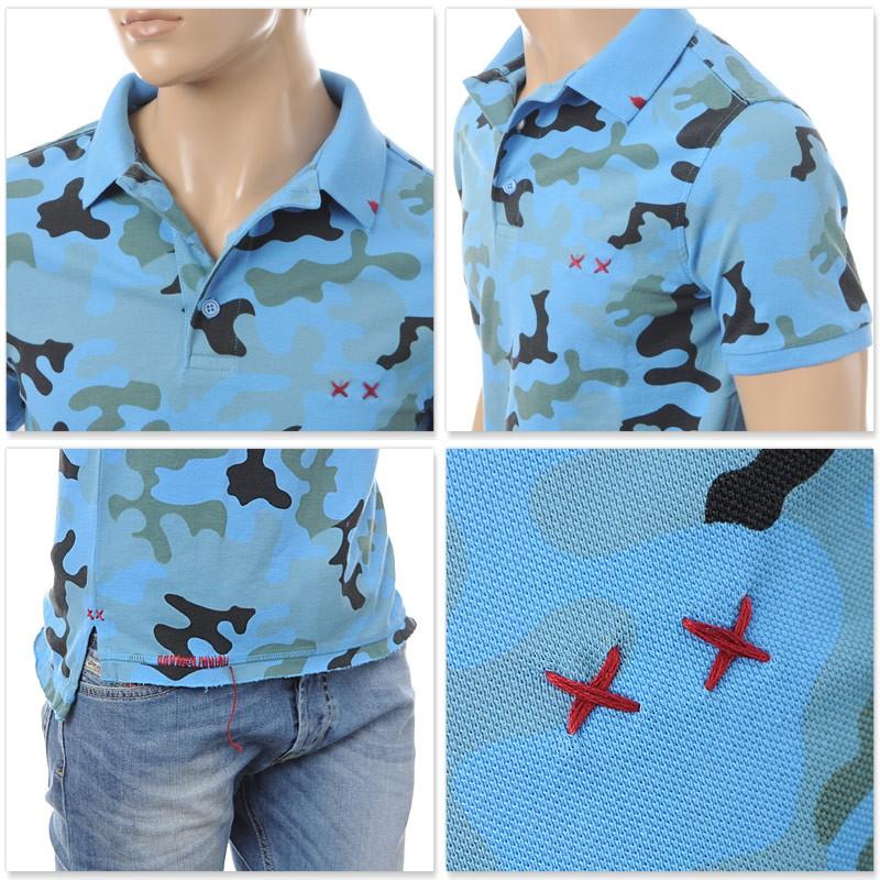 プロジェクト イー PROJECT e メンズポロシャツ 半袖 ブルーカモフラ