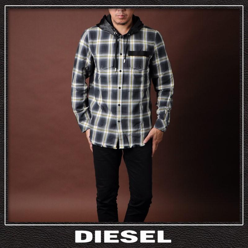 ディーゼル DIESEL タータンチェックシャツ 長袖 メンズ S-SMITH 00SH0Y-0CATB ブラック DIESEL（ディーゼル） タータンチェックシャツ 長袖 メンズ S-SMITH