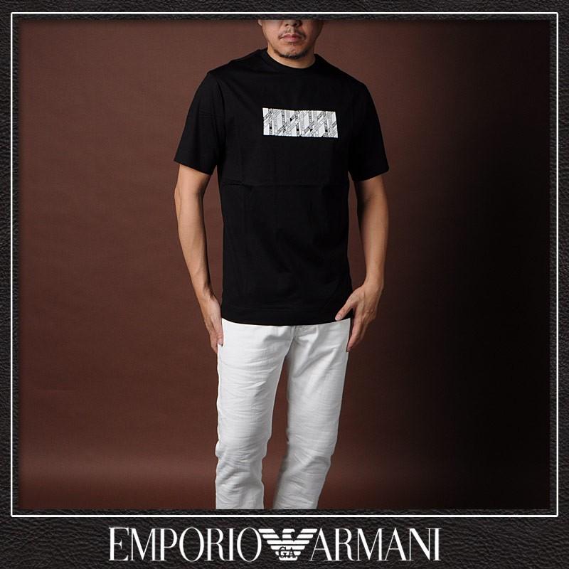 エンポリオアルマーニ EMPORIO ARMANI クルーネックTシャツ 半袖 メンズ 3G1TM5 1JTUZ ブラック｜bravas｜02