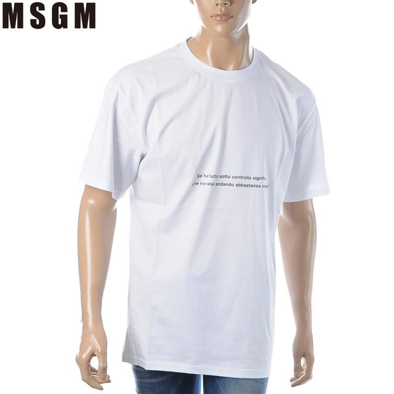 エムエスジーエム MSGM クルーネック Tシャツ 半袖 メンズ 2740MM181 195797 ホワイト MSGM（エムエスジーエム） クルーネック Tシャツ 半袖 メンズ