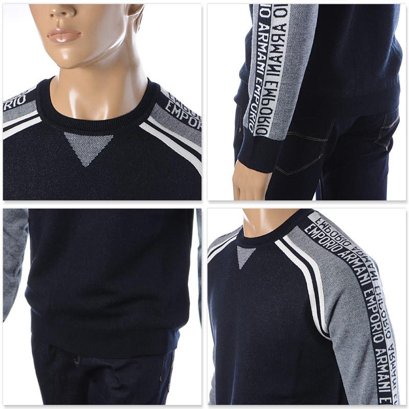 EMPORIO ARMANI ネイビー ストライプセーター XXL EMPORIO ARMANI ネイビー ストライプセーター XXL