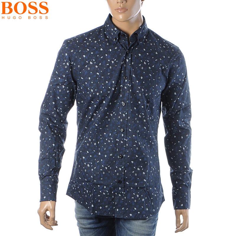 ヒューゴボス Hugo Boss 長袖シャツ メンズ ブランド ボタンダウン コットンポプリン プリント ブラック Bravas 通販 Yahoo ショッピング