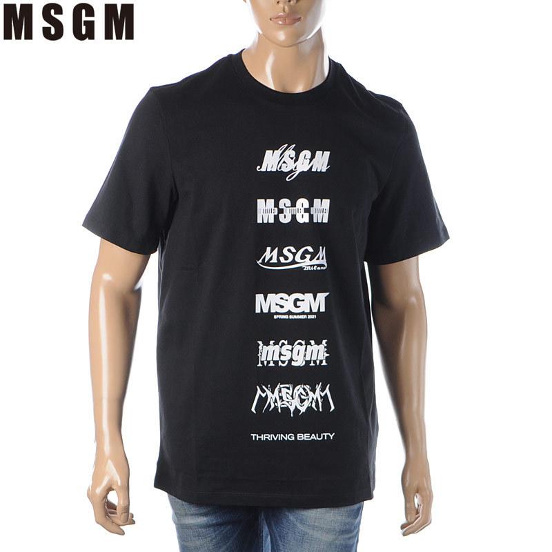 msgm Tシャツ　ブラック　ロゴ MSGM（エムエスジーエム） MSGM Tシャツ メンズ 半袖 クルーネック
