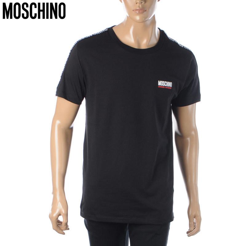モスキーノ MOSCHINO UNDERWEAR Tシャツ メンズ ブランド 半袖 クルーネック A1926 8131 ブラック｜bravas