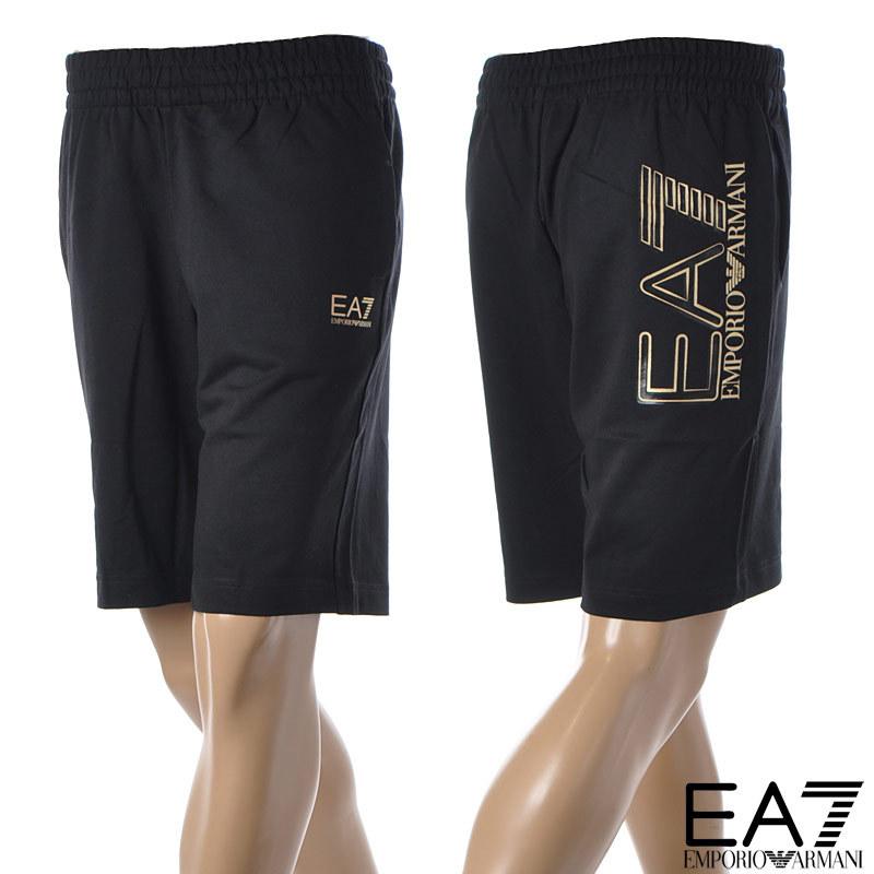 エンポリオアルマーニ EA7 EMPORIO ARMANI スウェットショートパンツ メンズ ブランド 3LPS64 PJFGZ ブラック｜bravas