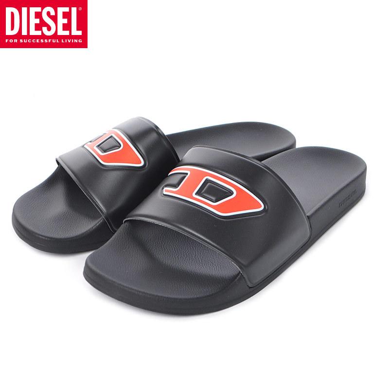 一部予約 DIESEL スリッパ ショッパー付き ディーゼル ミュール ブラック 39 25.5cm