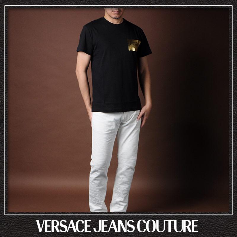 ヴェルサーチェジーンズ クチュール ロゴ入りシャツ ポケット 白 ヴェルサーチェジーンズ クチュール ロゴ入りシャツ ポケット 白