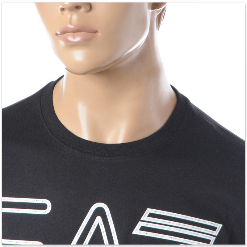 エンポリオアルマーニ EA7 EMPORIO ARMANI Tシャツ メンズ 長袖 ロンT ブランド クルーネック 6RPT04 PJFFZ ブラック｜bravas｜04