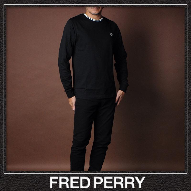 フレッドペリー FRED PERRY Tシャツメンズ 長袖 ブランド ロンT クルーネック M9602 ブラック 2024春夏新作｜bravas｜03