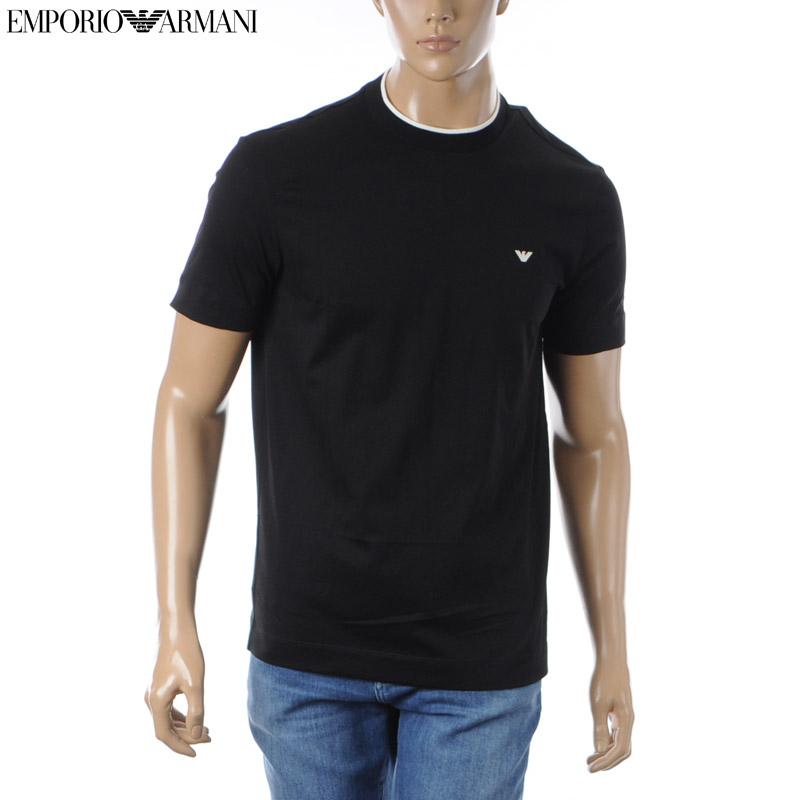 エンポリオアルマーニ EMPORIO ARMANI Tシャツ メンズ 3D1T73 1JPZZ 半袖 クルーネック ブラック ロゴ プリント コットン カジュアル キレイめ 人気 ブランド EMPORIO ARMANI エンポリオアルマーニ Tシャツ メンズ 3D1T73 1JPZZ