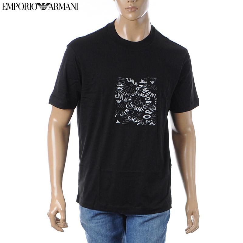 エンポリオアルマーニ EMPORIO ARMANI Tシャツ メンズ 3D1TG3 1JPZZ 半袖 クルーネック ブラック レタリング 刺繍 コットン カジュアル キレイめ 人気 ブランド EMPORIO ARMANI エンポリオアルマーニ Tシャツ メンズ 3D1TG3 1JPZZ