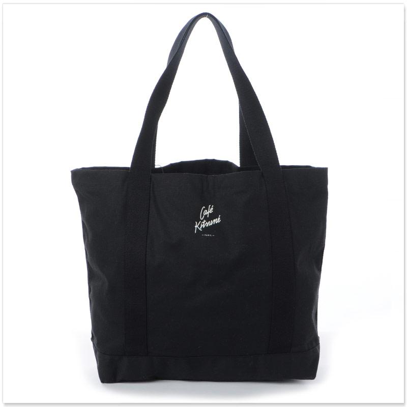 MAISON KITSUNE / トートバッグ/キャンバス/BLK MAISON KITSUNE（メゾン キツネ） トートバッグ カフェキツネ