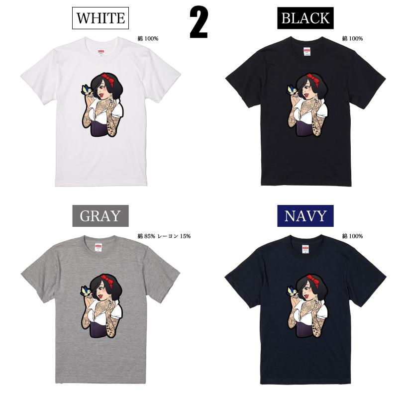 Tシャツ メンズ プリンセス タトゥー 白雪姫 アリス ジャスミン