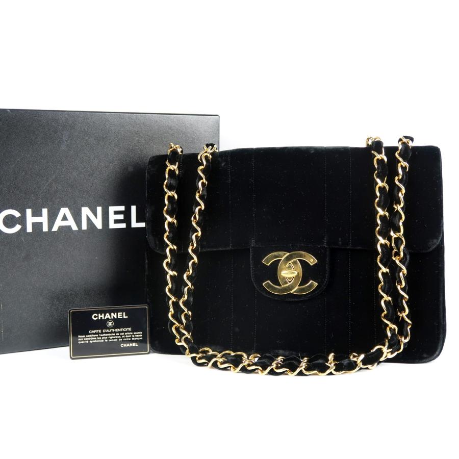 シャネル ベロア×レザー マドモアゼル チェーン ショルダー バッグ 黒色 CHANEL（シャネル） 【超美品】CHANEL ベルベットマドモアゼル W