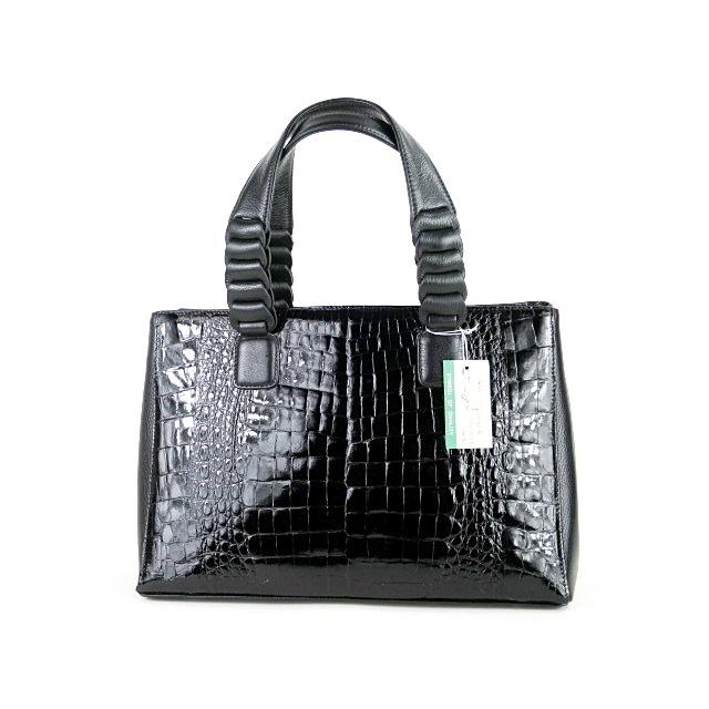 【美品】RODANIA ロダニア 本革 クロコダイル ハンドバック ブラック RODANIA（ロダニア） 【超美品】RODANIA クロコダイル ハンドバッグ 本