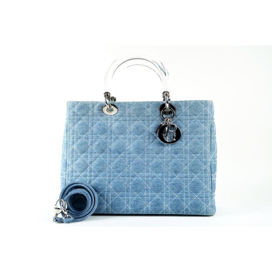 Christian Dior ディオール ハンドバッグ デニム レディディオール レディディオール デニム 2WAYハンドバッグ ネイビー シルバー金具