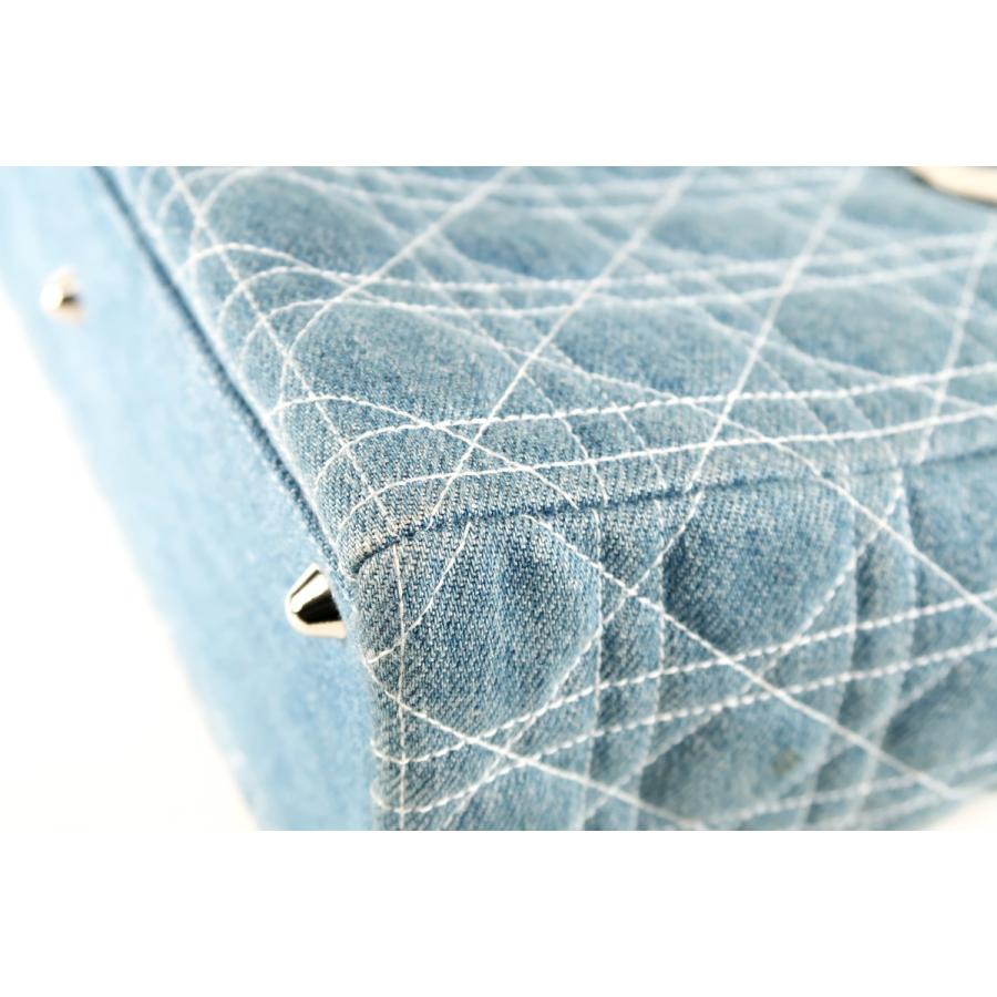 Christian Dior 　2018 レディディオール ミニ デニム 刺繍 2WAYチェーンショルダーバッグ インディゴ (194134