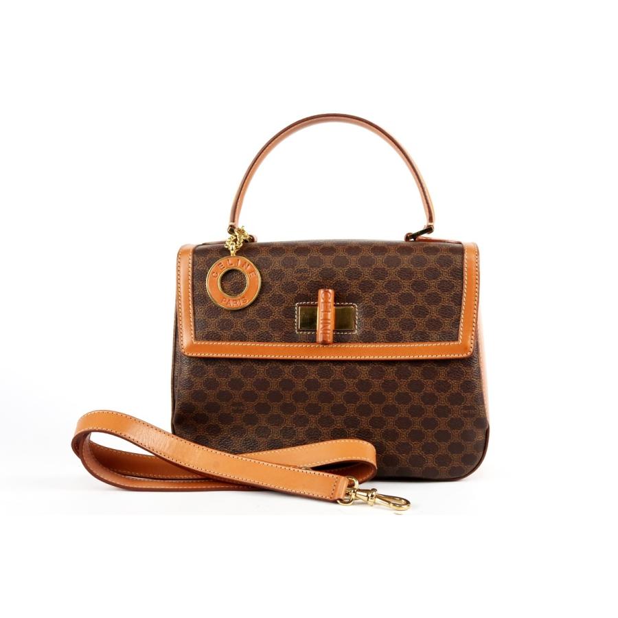 【美品】CELINE セリーヌ マカダム柄 ショルダーバッグ　ブラウン CELINE 【美品】CELINE セリーヌ マカダム 2WAYショルダーバッグ