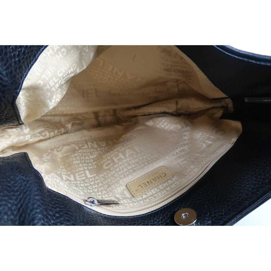 超美品】CHANEL シャネル レザー ワンショルダーバッグ ブラック ロゴ  