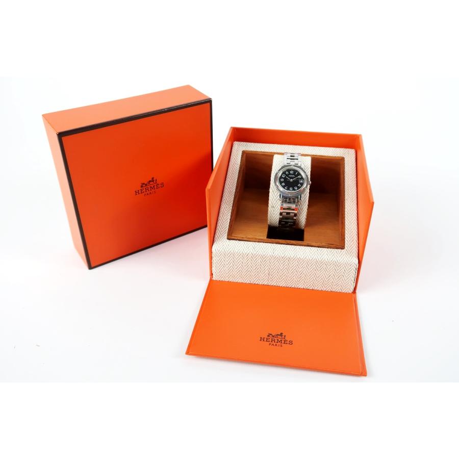 HERMES エルメス レディース腕時計 両開ブレス CL4.210動作未確認 HERMES（エルメス） 【美品】HERMES クリッパー CL4.210 腕時計 黒文字