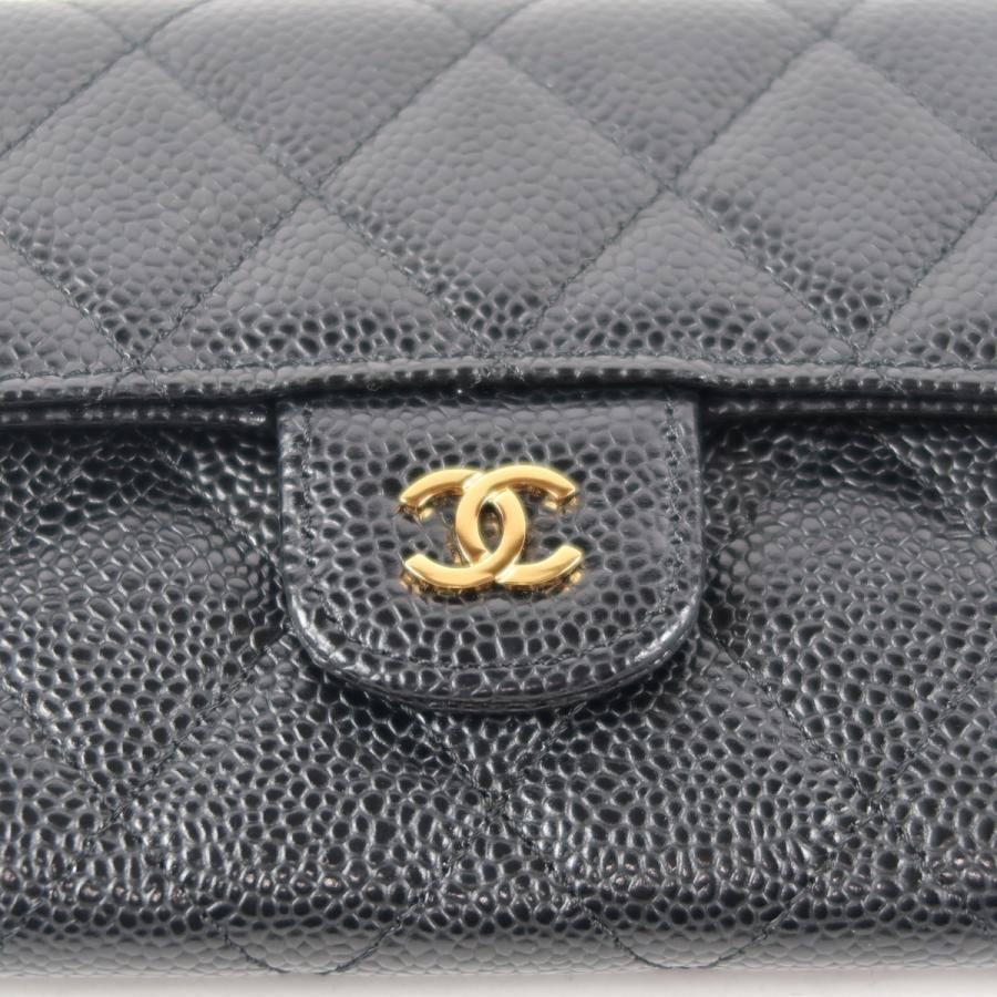 キャビアスキン 【新品同様・未使用】CHANEL シャネル ココマーク 二
