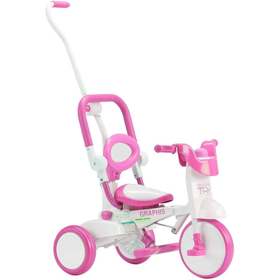 送料無料 Graphis グラフィス 子ども用 折りたたみ三輪車 カジキリドライブ機構 押棒 稼働式ソフトガード Gr Try ホワイトピンク 最安 Zoetalentsolutions Com