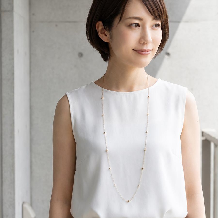 ボールステーションロングネックレス80センチ K10イエローゴールドの画像