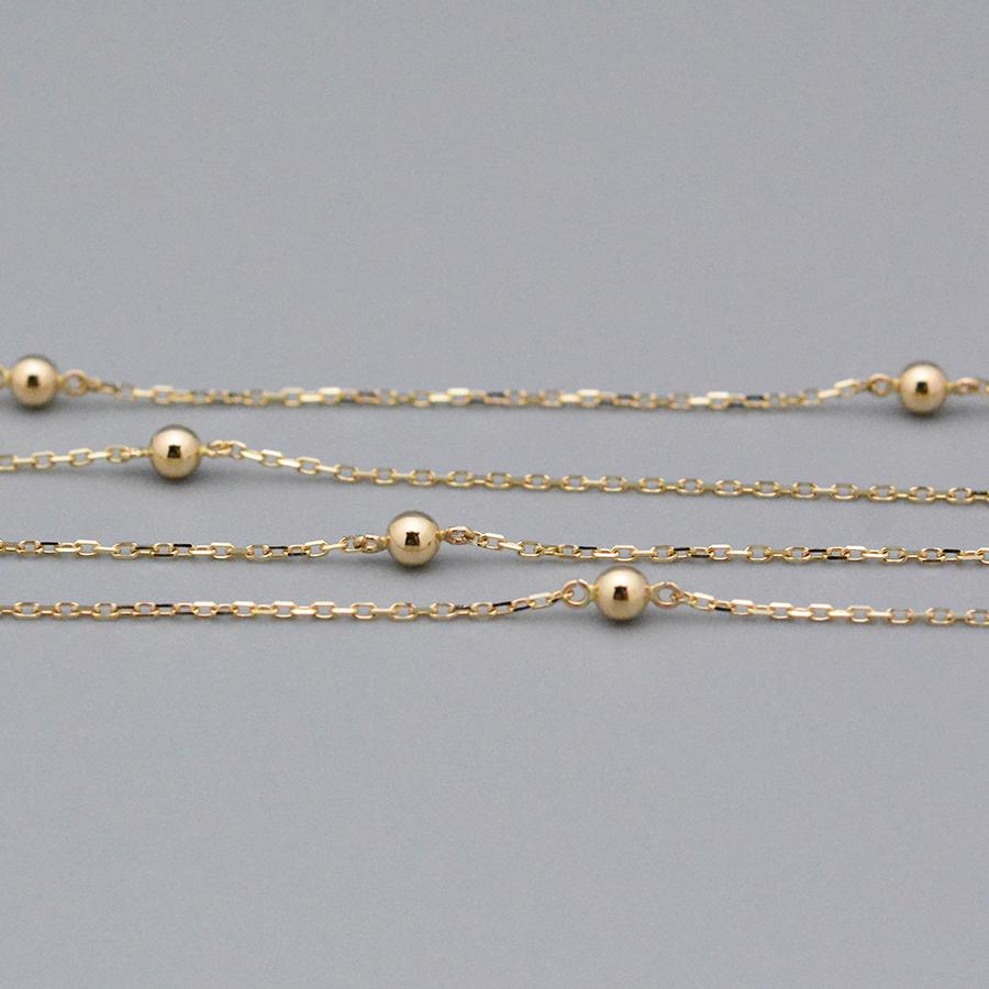 ボールステーションロングネックレス80センチ K10イエローゴールドの画像