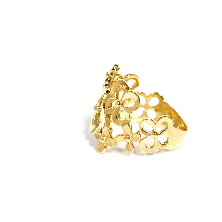 フラワーガーデンボリュームリングK10K18PT950ホワイトゴールド