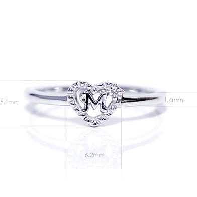 イニシャルinハートリングダイヤモンドK10K18PT950ホワイトゴールド