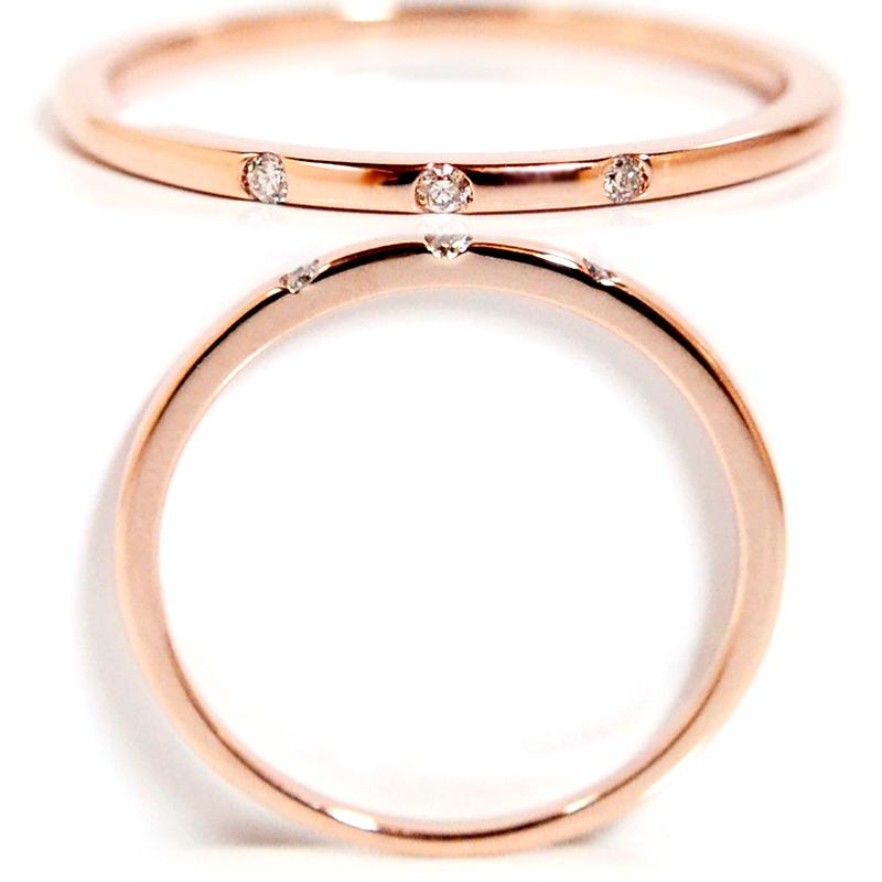 美品 18金 ホワイトゴールド テーパーブラウンダイヤ リング9号  