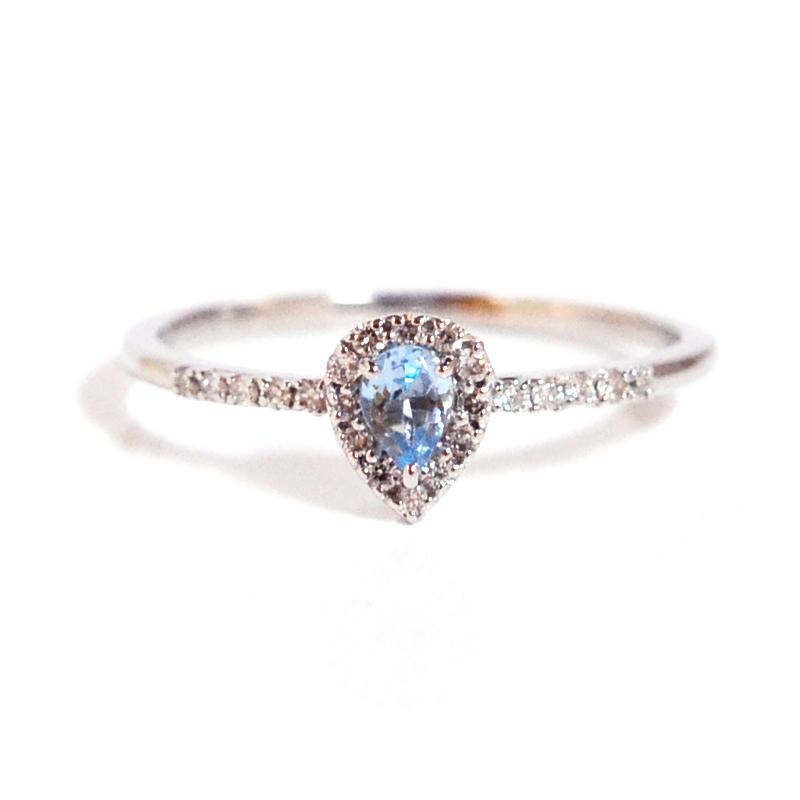 ドロップヘイローリングアクアマリンダイヤモンド pt950プラチナ ドロップヘイローリングアクアマリンダイヤモンド pt950プラチナ