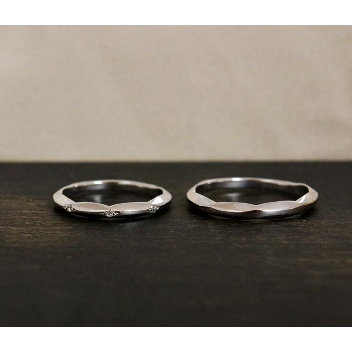 残りわずか！ ストーレートラインセンターダイヤモンドハードプラチナペアリング2本製作 pt950メンズ＆レディースペアリングマリッジリング結婚指輪