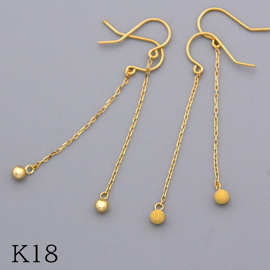 ボールチェーンロングピアスK18イエローゴールド3mm : CASHO - 通販 
