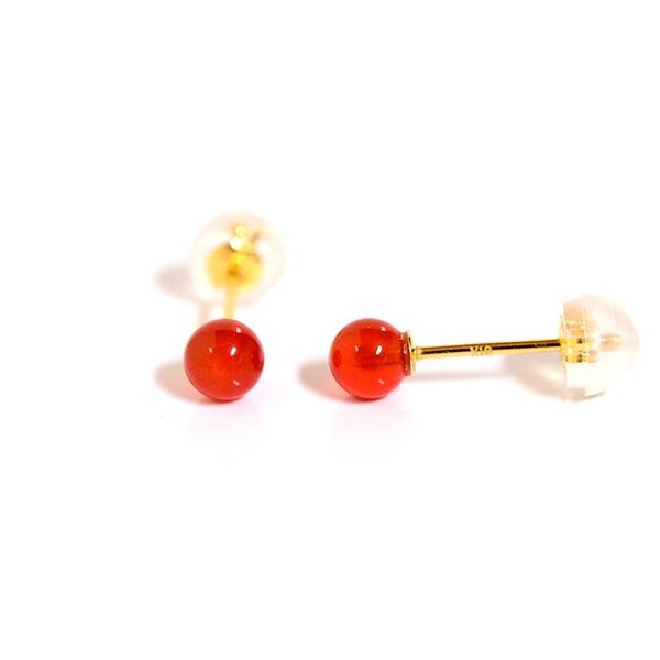 カーネリアンスタッドピアスK18イエローゴールド : CASHO - 通販