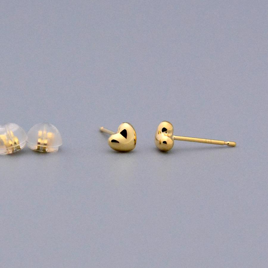 ハートスタッドピアス4mm-K18 ホワイトゴールド ピンクゴールド イエローゴールドの画像