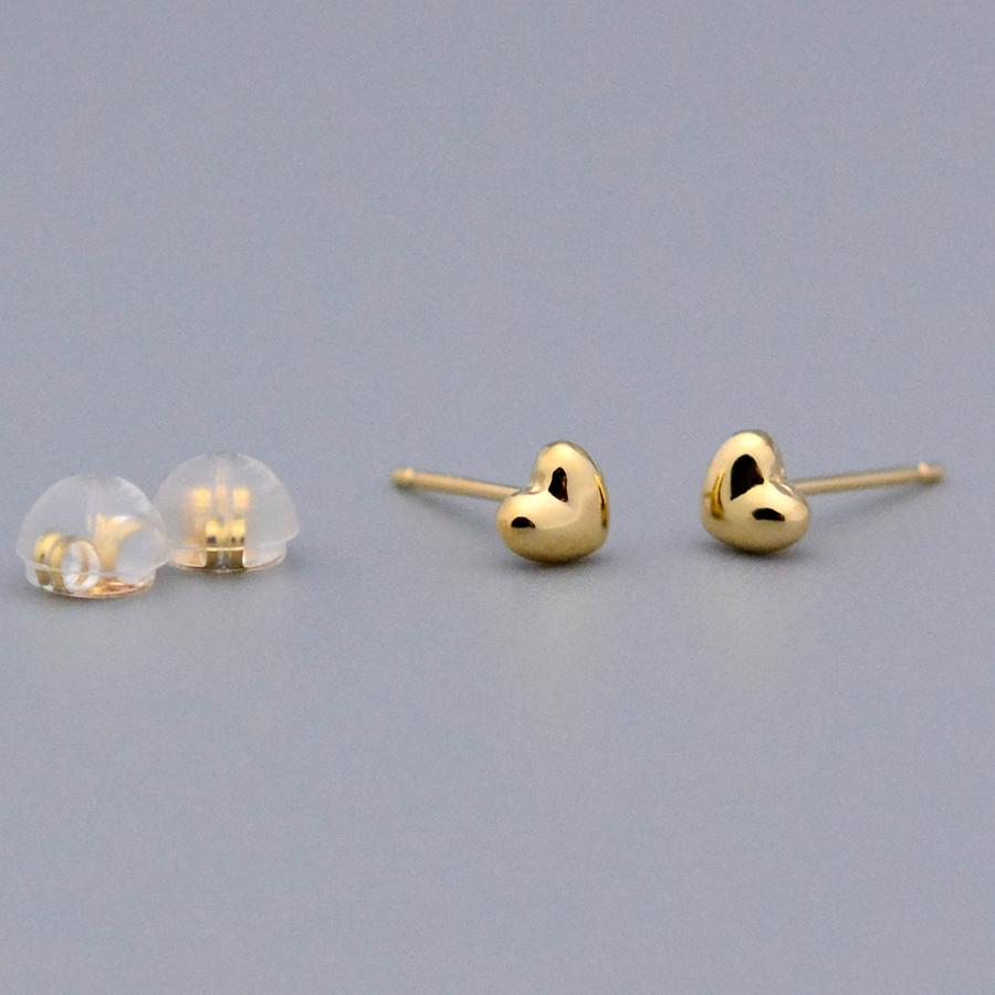ハートスタッドピアス4mm-K18 ホワイトゴールド ピンクゴールド イエローゴールドの画像