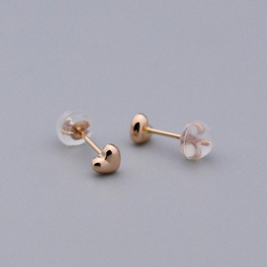 ハートスタッドピアス4mm-K18 ホワイトゴールド ピンクゴールド イエローゴールドの画像