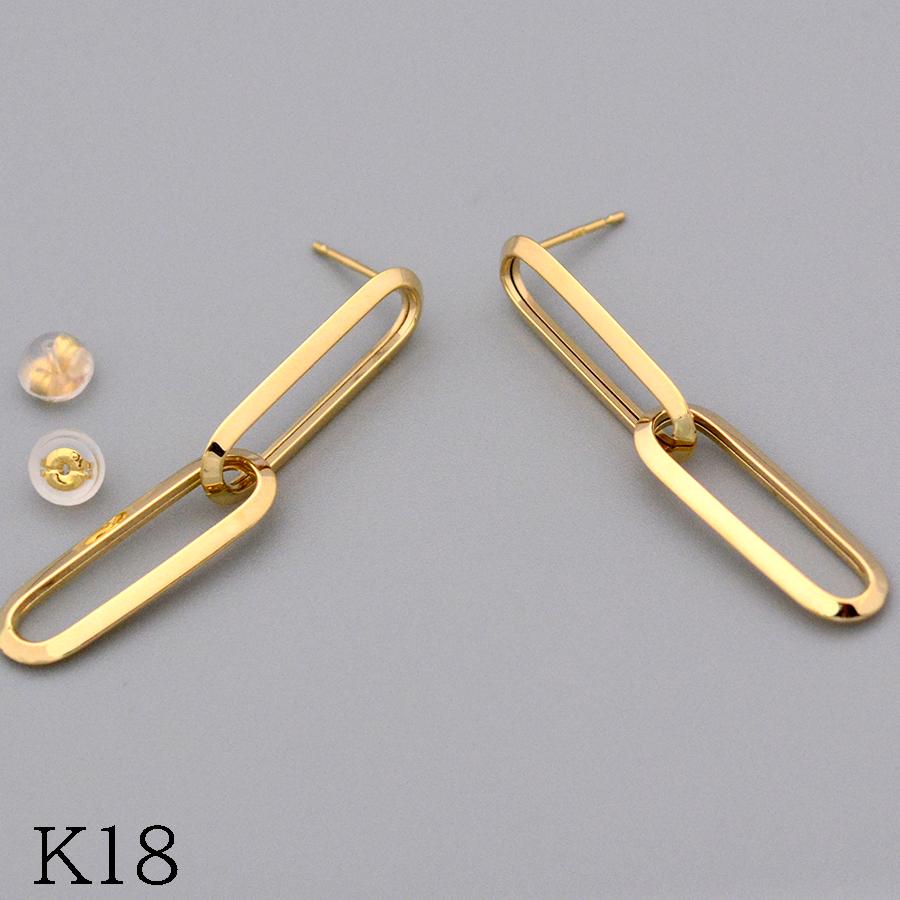 ロングカットチェーンピアス イエローゴールドK18YG : CASHO - 通販