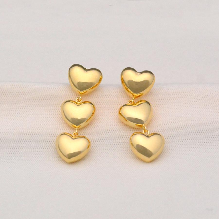 K18イエローゴールド ハート型ピアス ハートチェーンロングピアス K18イエローゴールド 7mmハート : CASHO