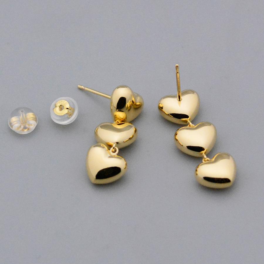 ハートチェーンロングピアス K18イエローゴールド 7mmハート : CASHO