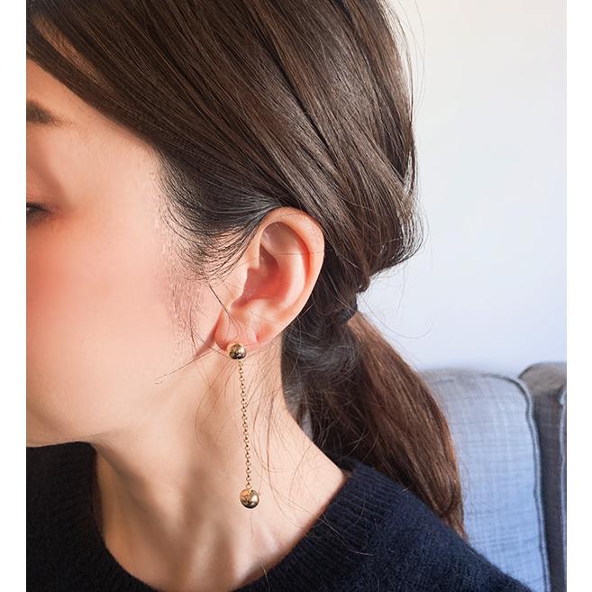 ボールandチェーンandボールロングピアスイエローゴールドK18YG 8  