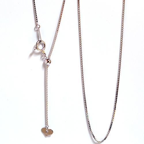 スライドフリーチェーン幅0.8mmベネチアン45センチK18WG　K18PG　K18YG　ホワイトゴールド　ピンクゴールド　イエローゴールド 自由に長さ調整